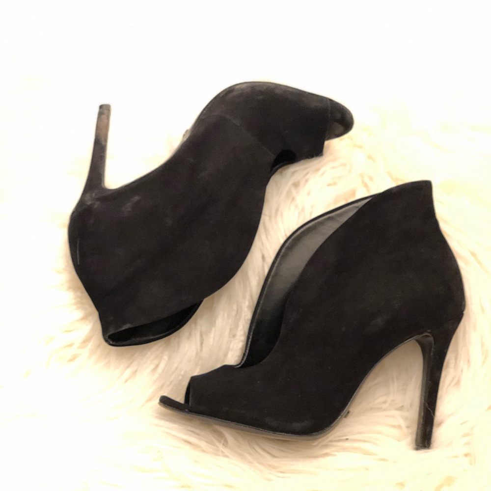Schutz Black Suede Peep Toe